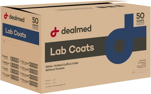 Vista 7 de Dealmed Abrigo de laboratorio SMS desechable, sin bolsillos, blanco