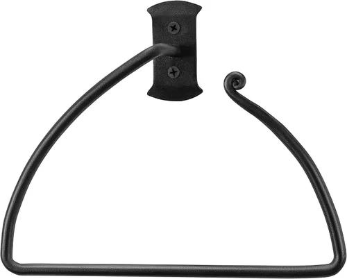 Vista 10 de RTZEN Toallero negro mate – Anillo de toalla de hierro forjado en espiral para baño – Soporte decorativo para toalla de mano para cocina