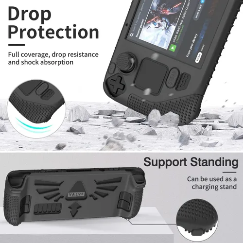 Vista 3 de SUIHUOJI Funda protectora de pie para cubierta de vapor, protector de accesorios de silicona engrosada, cubierta suave con 2 pares de agarres