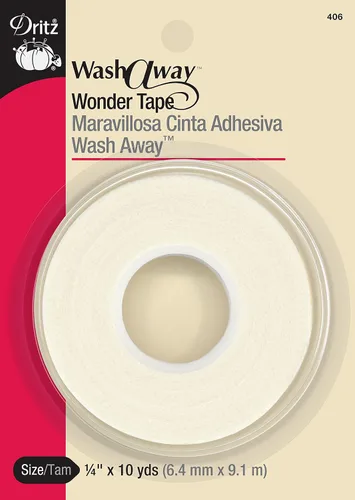 Vista 2 de Dritz 406 - Cinta adhesiva Wash Away Wonder, 1/4 pulgadas x 10 yardas Adhesivo de costura de cinta blanca - Suministros de costura