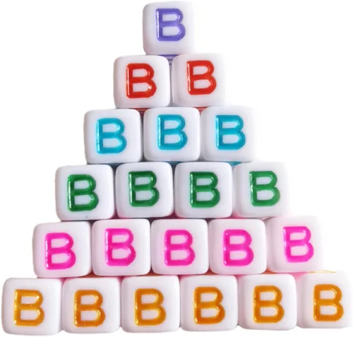 Vista 13 de Xeahung 200 cuentas de letras acrílicas cuadradas multicolor para hacer joyas, llaveros de bricolaje, collares, pulseras, decoraciones