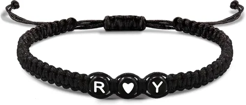 Vista 21 de Pulseras con iniciales para mujeres y hombres, regalos para novia, novio, pulseras de letras "I Love You", regalos para ella, él, mejor amigo