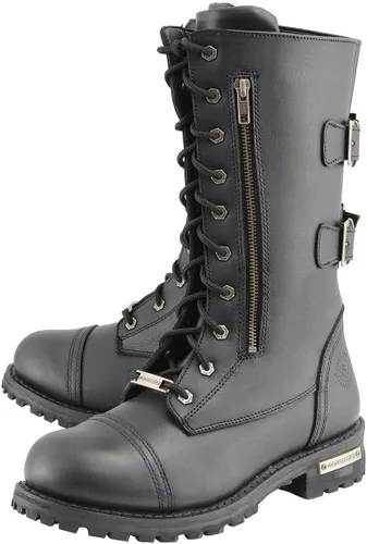 Vista 5 de Milwaukee Leather Botas de cuero con cordones tácticas negras de 13 pulgadas de alto para hombre con cremallera con bolsillo de almacenamiento