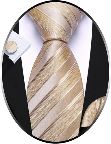 Vista 157 de Barry.Wang Juego de corbatas para hombre, corbata de seda a rayas, tejido a cuadros, gemelos formales, negocios, boda