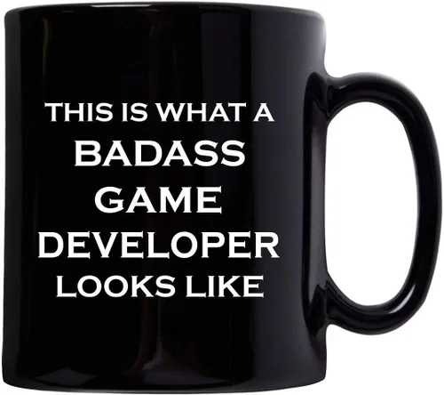 Vista 2 de Gifts Idea for Badass Game Developer Designer Mug Coffee Tea Cup Black Ceramic 11oz - What Looks Like - Video Gaming Design Dev Team Development