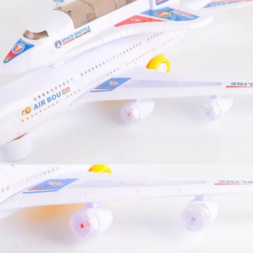 Vista 2 de Liberty Imports Transbordador espacial eléctrico de avión transportador de juguete de acción para niños Bump and Go - Modelo grande Jumbo Jet