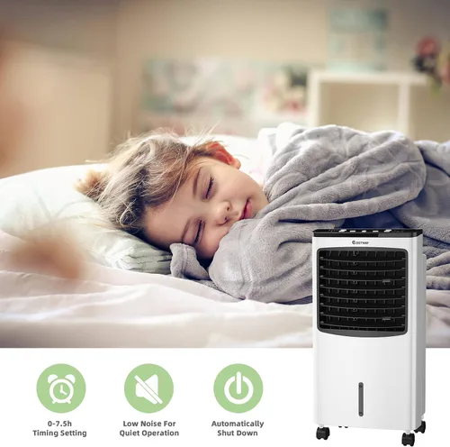 Vista 6 de COSTWAY Enfriador de aire evaporativo portátil para habitación, enfriador de aire para refrigeración y sueño con control remoto, temporizador de 7.5