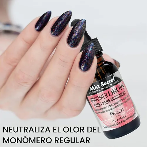 Vista 4 de Mia Secret Monomer Drops - Aroma de durazno - 1 oz - Neutralizador de olores - Acrílico líquido