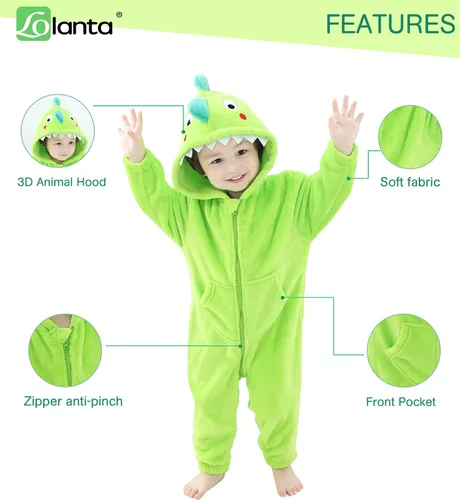 Vista 4 de LOLANTA Pijama suave de una pieza para niños y niñas, para regalo de cumpleaños