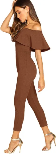 Vista 3 de Verdusa enterizo elegante largo para mujer, con hombros descubiertos y de tiro alto
