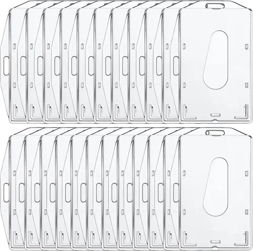 Vista 9 de Marspark 25 Piezas Soporte para Insignia de Identificación de 2 ID Portador de Tarjeta de Identificación de Plástico Resistente Protector