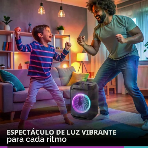 Vista 4 de PHILIPS - Altavoz Bluetooth para fiestas, refuerzo dinámico de graves, Bluetooth y entrada auxiliar, entrada de micrófono, emparejamiento