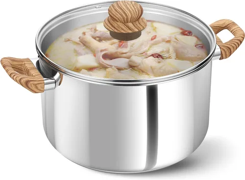 Vista 9 de Olla de acero inoxidable KOCH SYSTEME CS - Olla de inducción de acero inoxidable de 6 cuartos con tapa para pasta, sopa, espaguetis, ollas de sopa