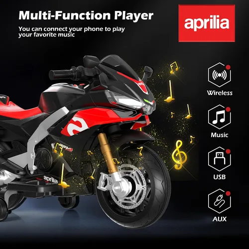 Vista 5 de Motocicleta para niños, motocicleta Aprilia RSV4 con licencia de Negro