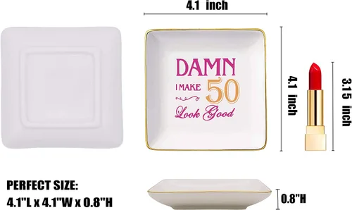 Vista 5 de Topthink Regalo de cumpleaños de 50 años y fabuloso, regalo de 50 cumpleaños para mujeres, tía, mamá, hermana, compañera de trabajo, mejores amigos