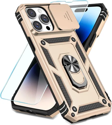 Vista 27 de SunStory Compatible con iPhone 13 Case/iPhone 14 Case con Protector de Pantalla HD y Cubierta de Cámara Deslizante y Soporte de Anillo Giratorio