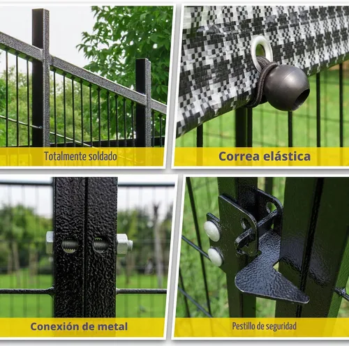 Vista 3 de Perrera para perros grandes, para exteriores, corralito para perros, casa de valla para patio, perrera resistente para perros con puerta