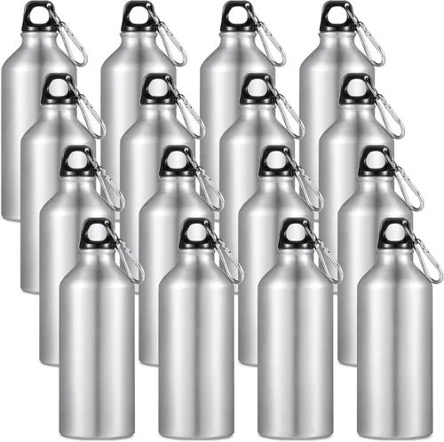 Vista 8 de CHENGU Paquete de 16 botellas de agua de aluminio, 20 onzas, botellas de Negro