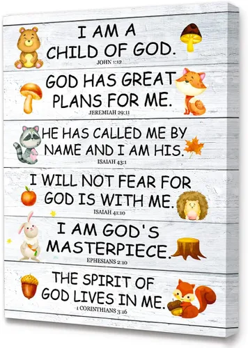 Vista 20 de LISTNGBO Arte de pared con los 10 mandamientos para niños, decoración de pared de diez mandamientos para niños, versículos de la Biblia, arte
