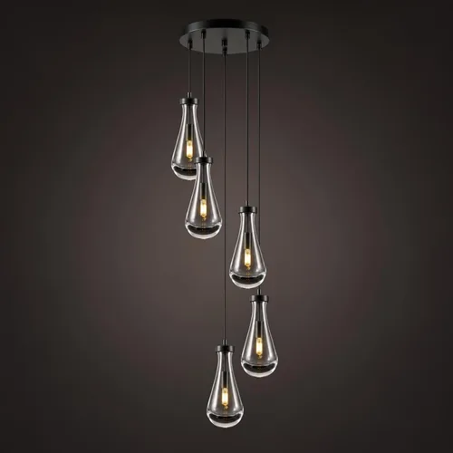 Vista 22 de Lámparas Colgantes de Gota de Lluvia para Isla de Cocina: Lámparas de Gota de Lluvia de Cristal de 2 Luces - Lámparas de Latón Dorado para sobre