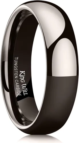Vista 121 de King Will Alianza de boda de carburo de tungsteno para hombres y mujeres, anillos de promesa para parejas abovedados de alto pulido