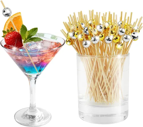 Vista 9 de 100 púas de cóctel florales, brochetas para aperitivos y bebidas