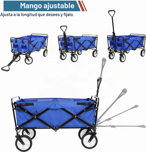 Vista 3 de Carrito plegable portátil plegable para playa, carrito de deportes al aire libre, camping, carrito de utilidad resistente con asa ajustable