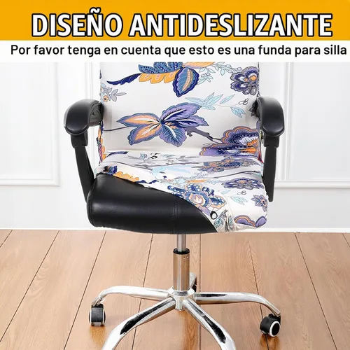 Vista 2 de Smiry fundas elásticas estampadas para silla de oficina de computadora, fundas universales para sillas giratorias de escritorio, extraíbles