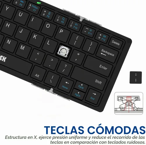 Vista 4 de Arteck Teclado Bluetooth plegable, mini teclado inalámbrico plegable portátil para iOS iPad de 10.2 pulgadas, Pro, Air, 9.7 pulgadas, Mini, Android