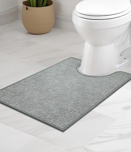 Vista 25 de Chakme Juego de 2 alfombras de baño ultrafinas, absorbentes, antideslizantes, lavables a máquina, color negro, 17 x 24 pulgadas / 17 x 30 pulgadas