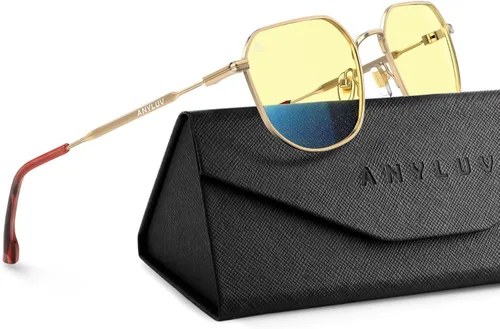 Vista 11 de ANYLUV Blue Light Blocking Glasses fo Men, Fashion Lightwight Blue Light Glasses Computer Screen Blocker Eyewear Transparente/Rojo