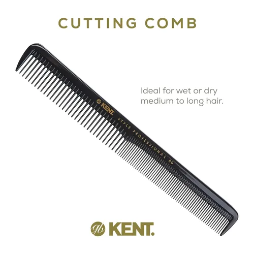 Vista 3 de Kent SPC80 Peine de corte estilo salón con dientes anchos y finos, peine profesional de corte de pelo de peluquero para peinar y burlas para todo