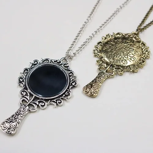 Vista 7 de AY - Collar con colgante de espejo antiguo vintage, cadena larga para mujer, regalo de joyería