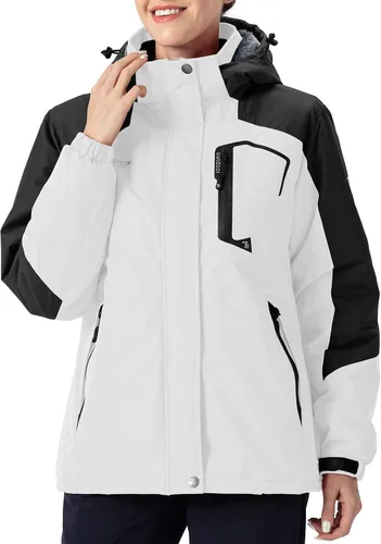 Vista 2 de Rdruko Chaqueta de esquí impermeable para mujer, resistente al viento, para snowboard, trabajo, para uso en invierno