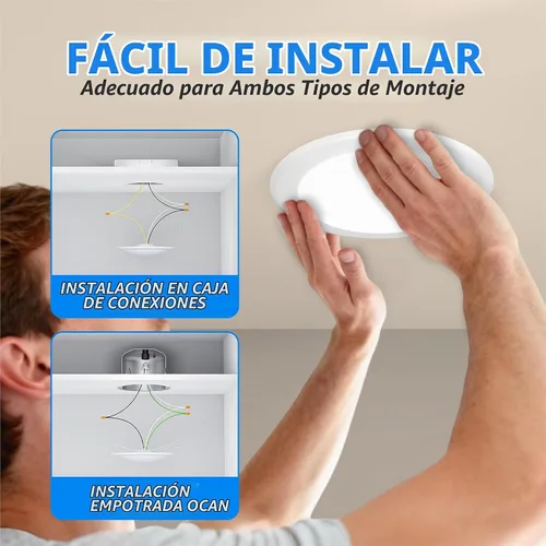 Vista 6 de ECOELER 3CCT - Luz LED de disco, luces de techo empotrables regulables de 6 pulgadas, 16.5 W 1000 lm, 3000 K/4000 K/5000 K seleccionables, adecuadas