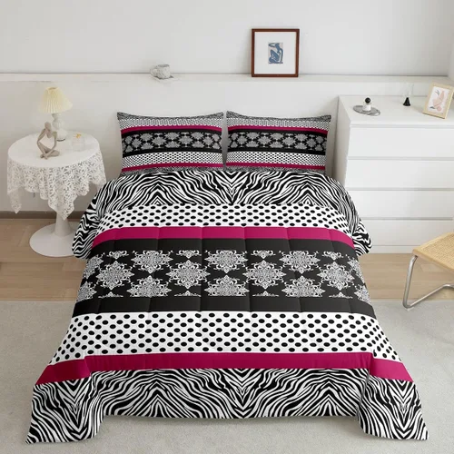 Vista 7 de Juego de ropa de cama individual de piel de cebra, guepardo y leopardo, para niños y adultos, juego de edredón de piel de animales salvajes