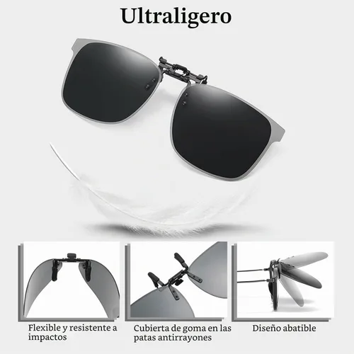 Vista 5 de Gafas de sol polarizadas con clip sobre gafas graduadas, lentes antideslumbrantes unisex UV400