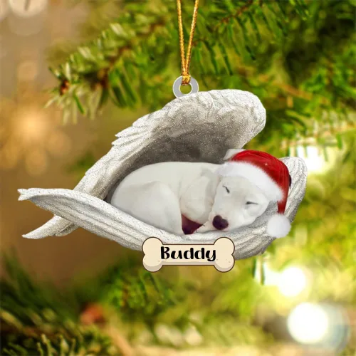 Vista 110 de Afghan Hounds - Adorno de Navidad con alas de ángel durmiente, recuerdo personalizado para perros 2024, adorno de forma acrílica, regalos