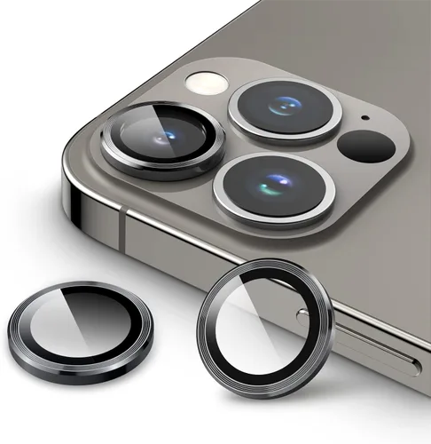 Vista 10 de JETech - Protector de lente de cámara para iPhone 13 Pro Max/13 Pro, dorado, 1 juego Vidrio templado 9H, cubierta de anillo individual de metal