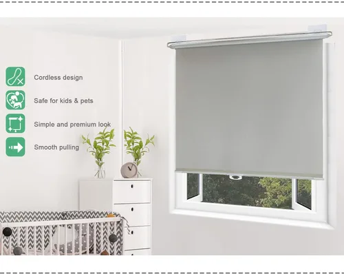 Vista 7 de Cortinas opacas de tela con ventosa, persianas enrollables inalámbricas para tragaluz, persianas enrollables, 80% opacas, gris claro, cortinas Negro