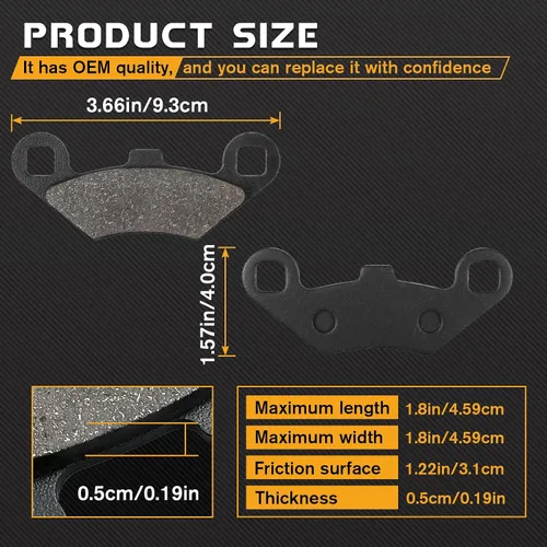 Vista 2 de LOCOPOW 2202412 Pastillas de freno delanteras y traseras para Polaris Hawkeye 300 Predator 500 Sportsman 300 400 500 HO 800 570 Scrambler Magnum 325
