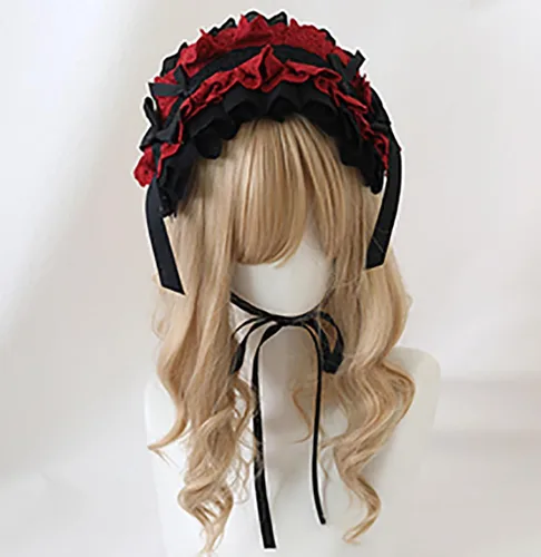 Vista 4 de TTYAO REII Lolita - Diadema gótica de Lolita para niñas, accesorios para el cabello, tocado de Lolita para fiesta de cosplay