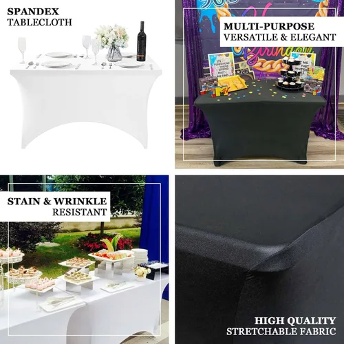 Vista 4 de Efavormart - Mantel rectangular de elastano elástico beige de 4 pies