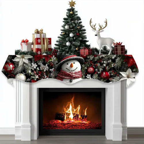 Vista 32 de BVBOX Bufanda Decorativa para Repisa de Chimenea Navideña, Cubierta Corredor para Repisa de Chimenea de Navidad e Invierno