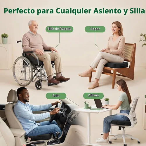 Vista 8 de Cojín de asiento de gel para asiento largo de cadera para asiento de coche de oficina