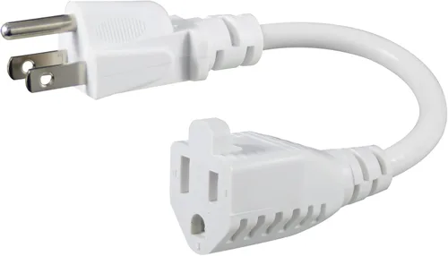Vista 10 de Cable de extensión de alimentación corto – 8 pulgadas, 3 clavijas, protector de toma de tierra 16AWG/13A, cable de alimentación resistente