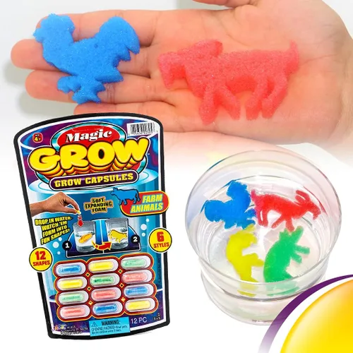 Vista 3 de JA-RU Magic Grow Cápsulas para niños (paquete de 2, 24 cápsulas surtidas) Juguetes de cultivo de agua, criaturas marinas de espuma, dinosaurios