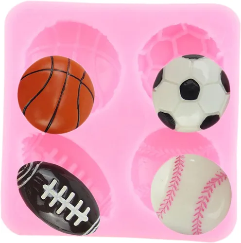 Vista 8 de ZiXiang Moldes de silicona para béisbol, bate de béisbol, guante, sombrero, fondant, baloncesto, fútbol, rugby, chocolate para decoración