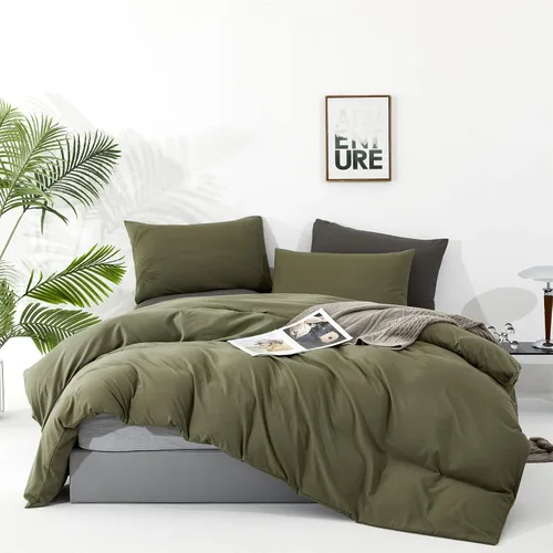 Vista 3 de Luxlovery - Juego de edredón verde oliva tamaño cal king, juego de edredón de manta verde militar, verde suave y transpirable para mujeres y hombres