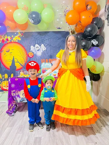 Vista 5 de Disfraz de princesa melocotón para mujer, vestido de cosplay de Super Brothers para adultos